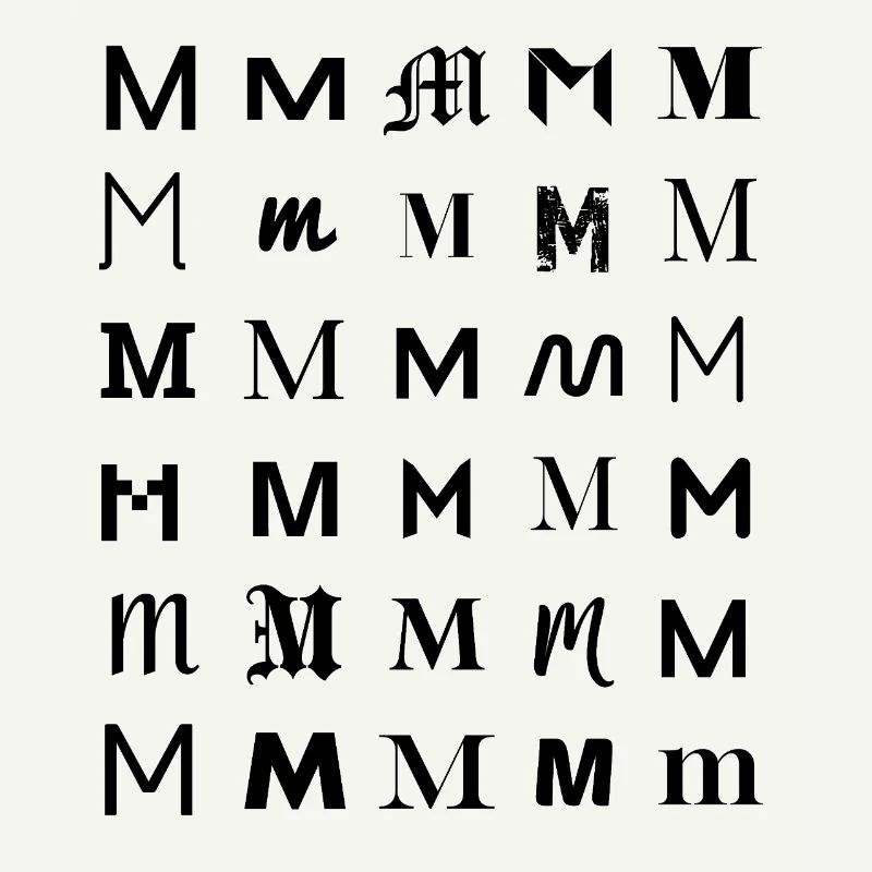 Typography M monogram letter mosaic design