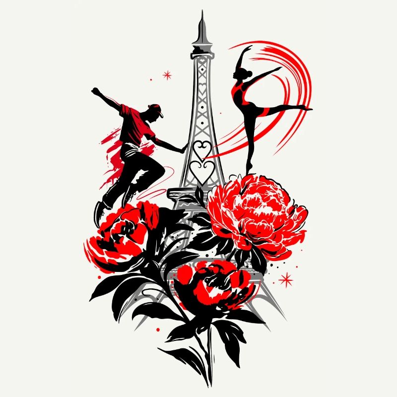 Dancer Paris Silhouette, Red Black Abstract