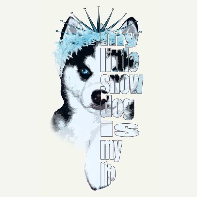 Eisbedeckter Husky mit Spruch