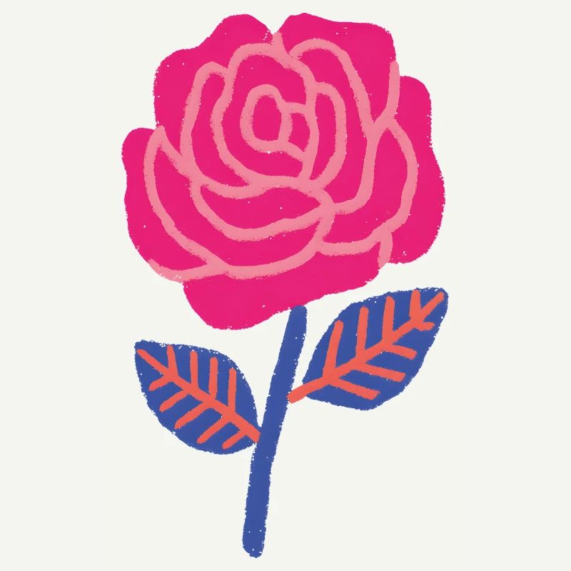 Rubinrose mit blauen Blättern