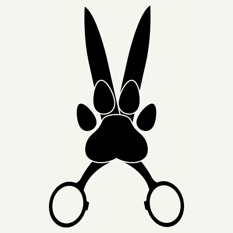 Patte de chien sur ciseaux
