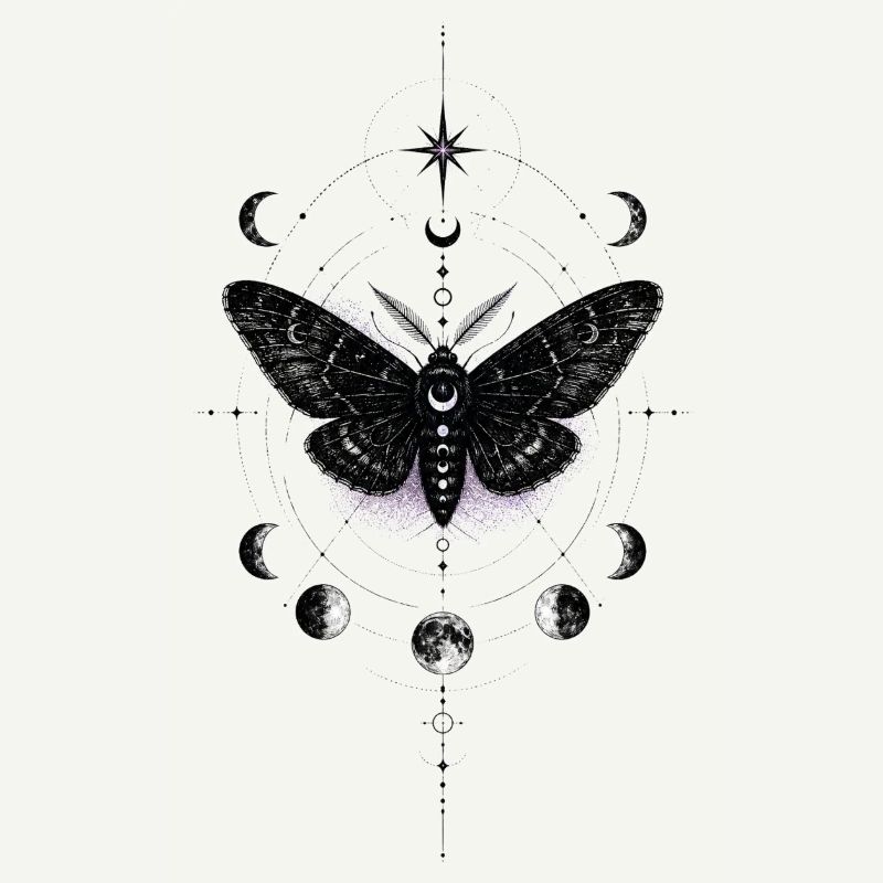 Moonlit Moth in Celestial Ring