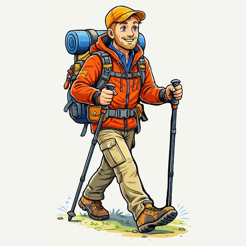 Adventurous hiker with backpack