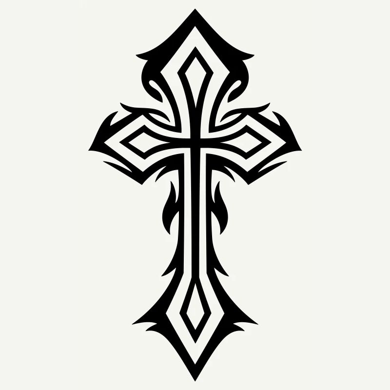 Cross, Crucifix, with thorns, gothic style.