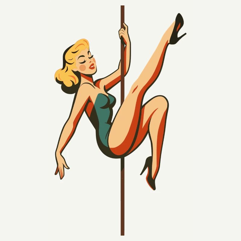 Pole Dance Pole Dancer Blonde Retro 50s Gift