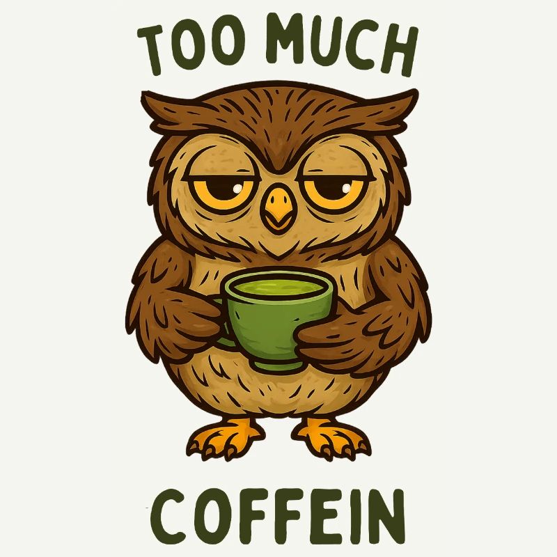 Nickernde Eule mit Kaffeebecher