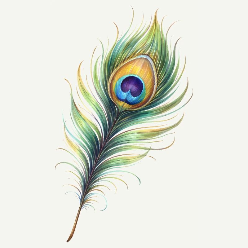 Peacock Feather Illustration Gradient Elegant