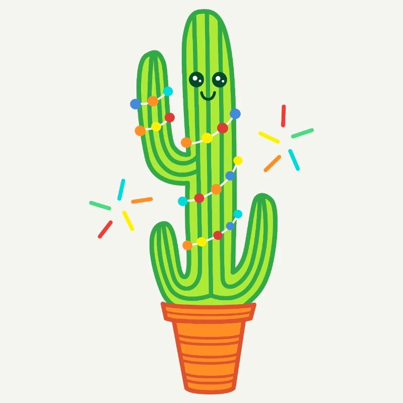 Cute Comic Cactus Green