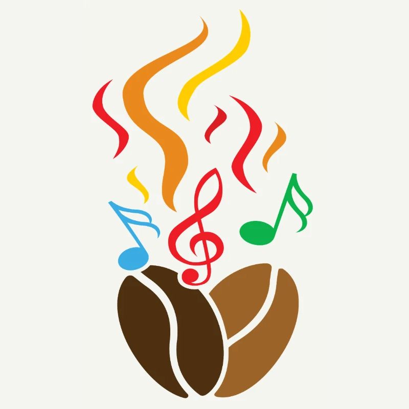 Coffee beans with music notes