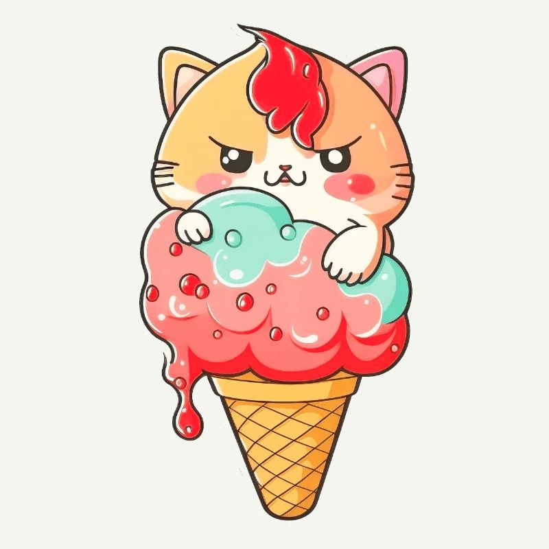 Mignon chat imprimé crème glacée