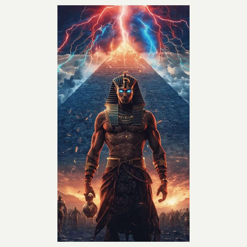 Pharaon du Tonnerre devant la pyramide