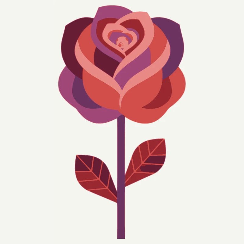Rose graphique dans des tons rouges chauds