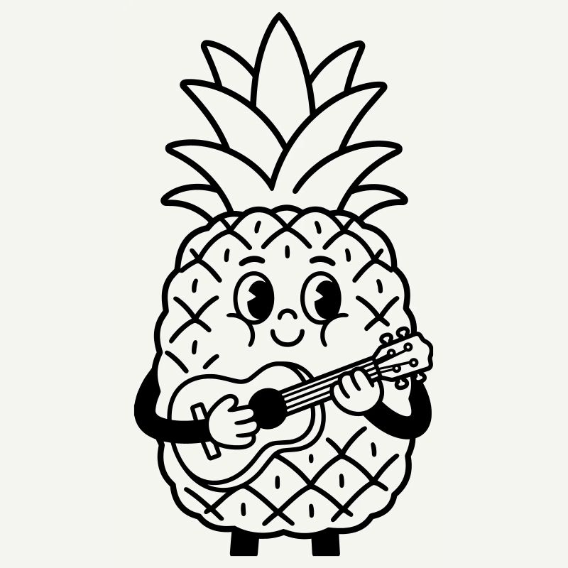 Ananas mit Ukulele