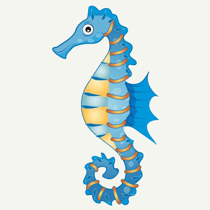 mignon hippocampe bleu dans le style comique