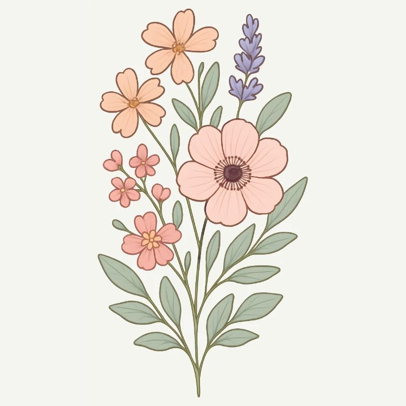 Bouquet aquarelle fleurs pastel