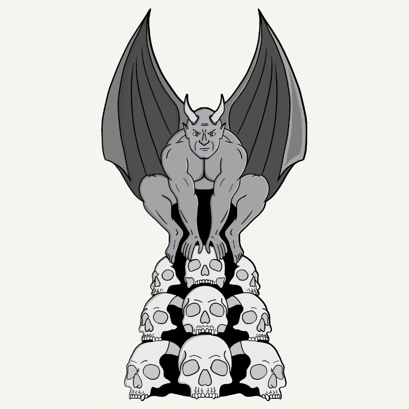 Gargoyle Dämon über Schädeln