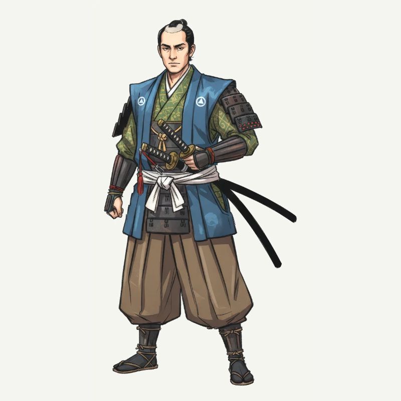 Samouraï Edo en veste bleue