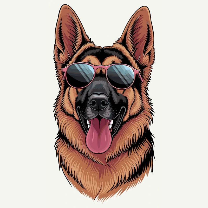 Cool German Shepherd with Sunglasses for