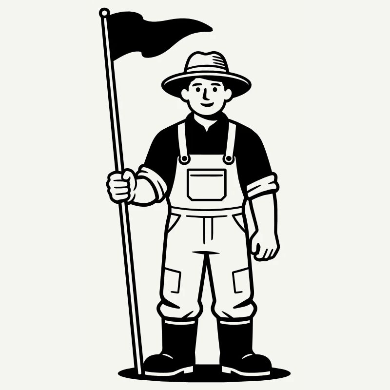Fermier avec drapeau
