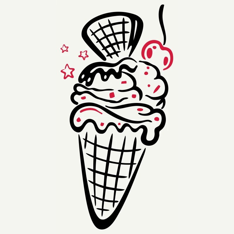 Eis, ice, Eiswaffel mit Kirsche