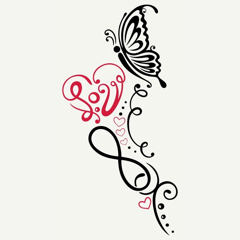 Herz mit Schmetterling, infinity
