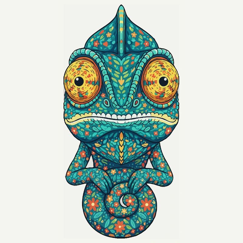 Chameleon with Floral Pattern