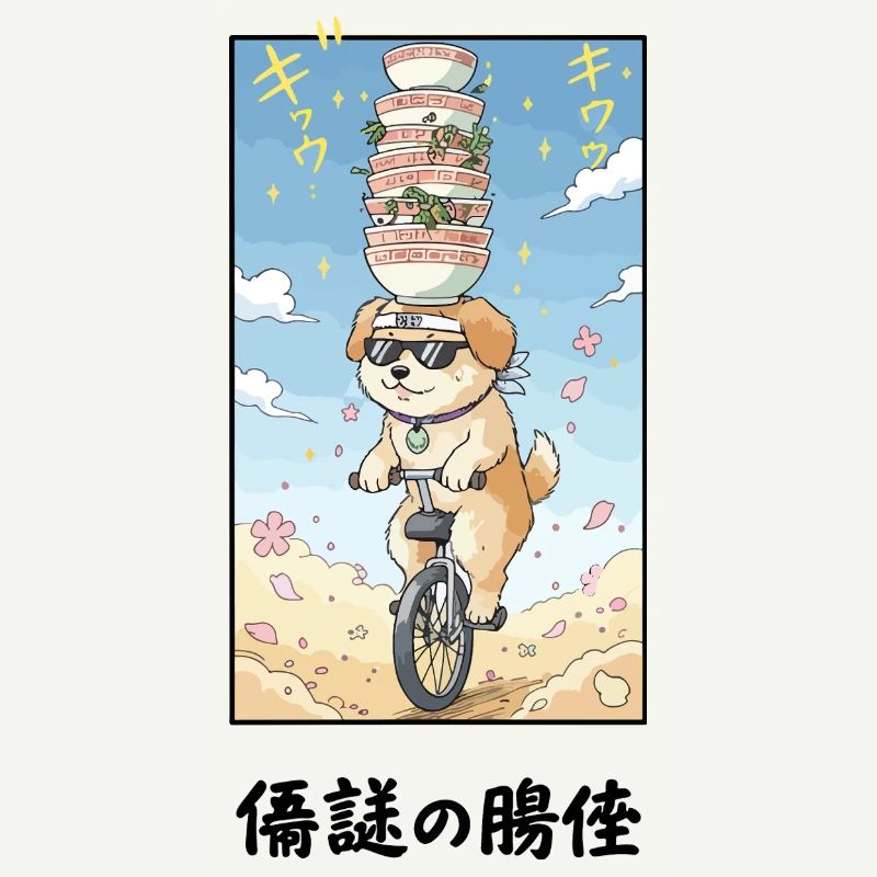 Noodle Stack Pup sur monocycle