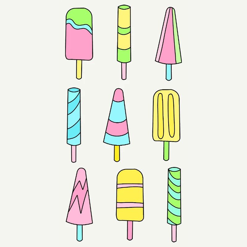 Bunte Eis am Stiel