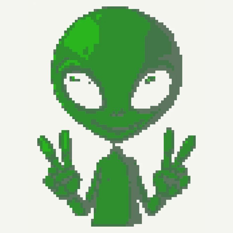 Pixel Alien Friedenszeichen