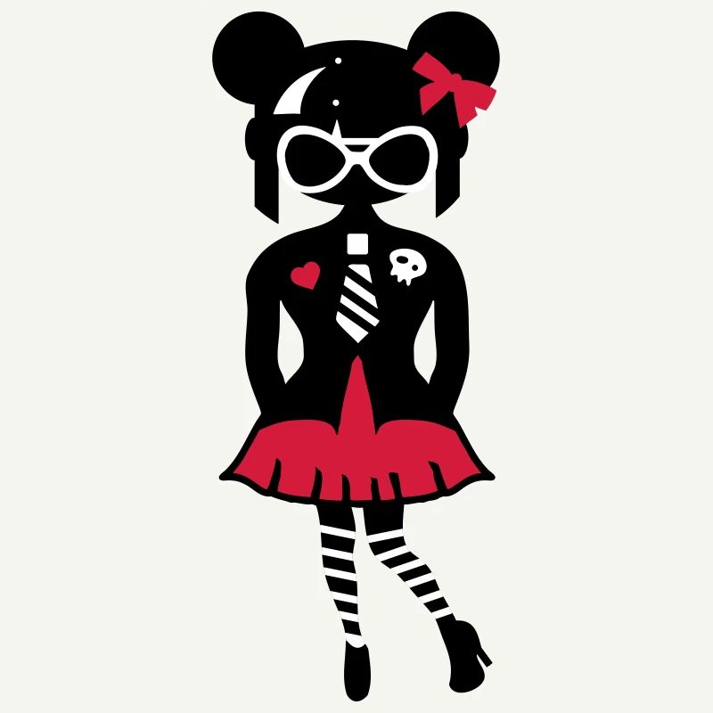 Mädchen im Gothic Anime Look mit Sonnenbrille
