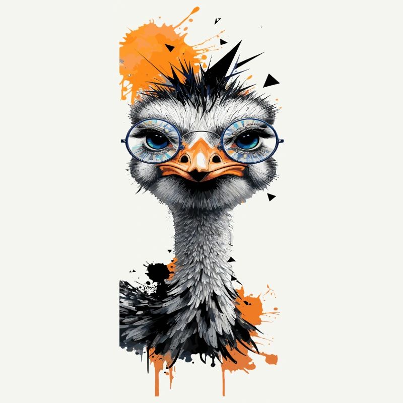  Lustiger Strauß Mit Brille Bunter Comic Vogel Mit