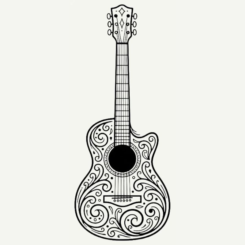 Ornament Guitar Pattern Illustration