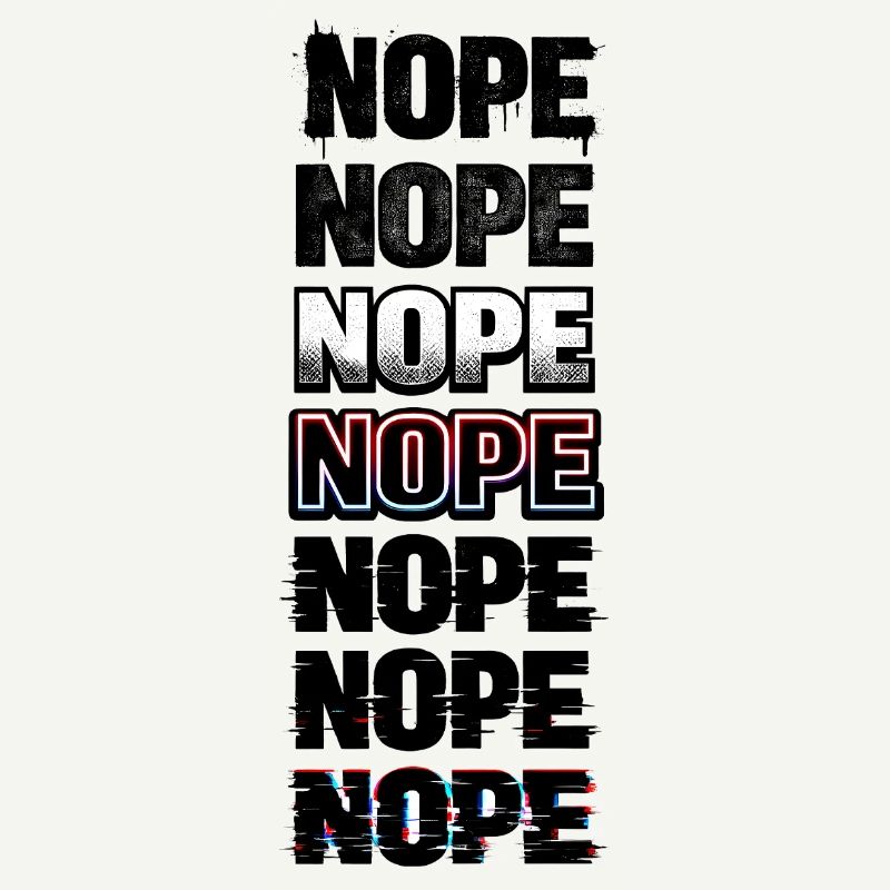 Nein, Neon-Glitch-Textstack