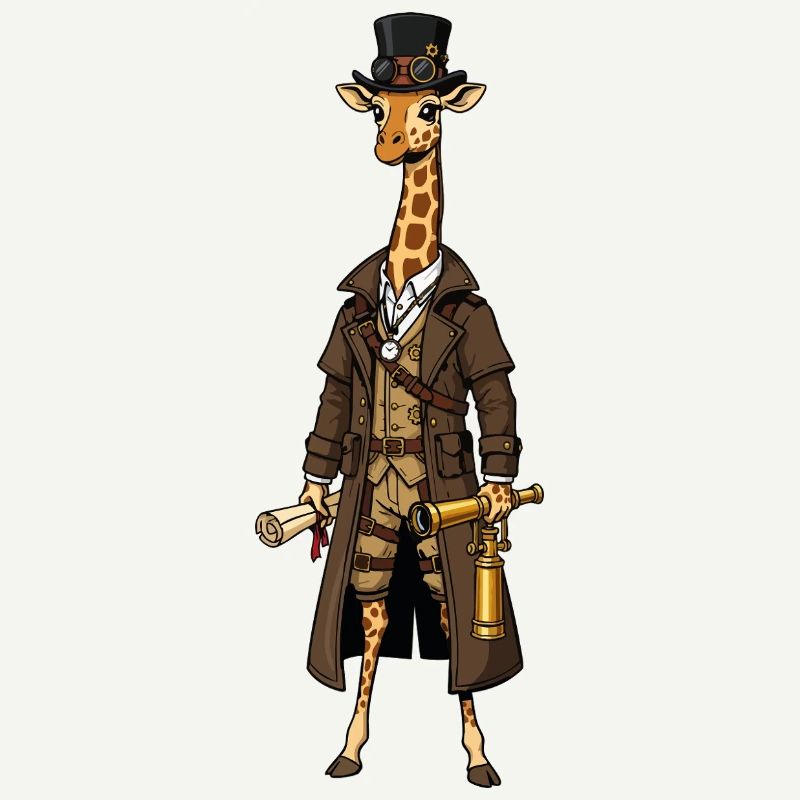 Giraffe Explorer Steampunk Chic Top Hat
