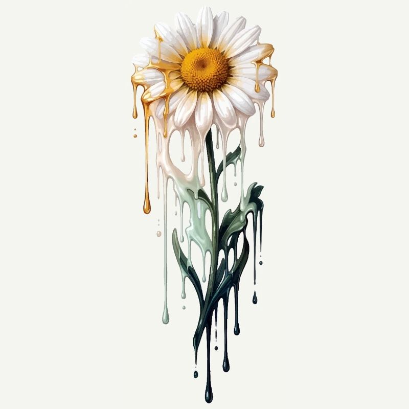 Daisy with dripping paint