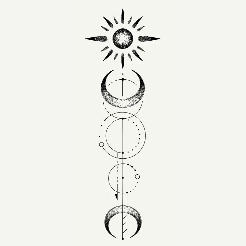 Geometric pattern moon sun