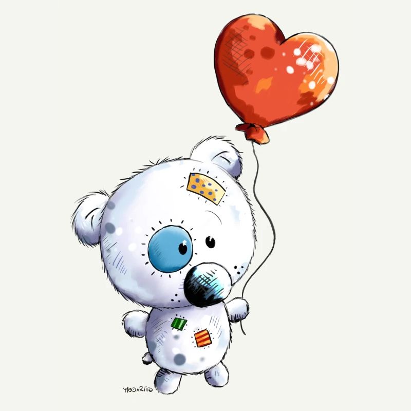 Mignon ours blanc avec un ballon