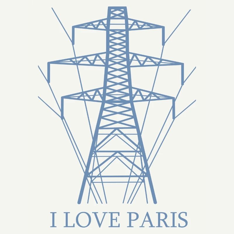 Ironisch Ich liebe Paris Eiffelturm als Strommast