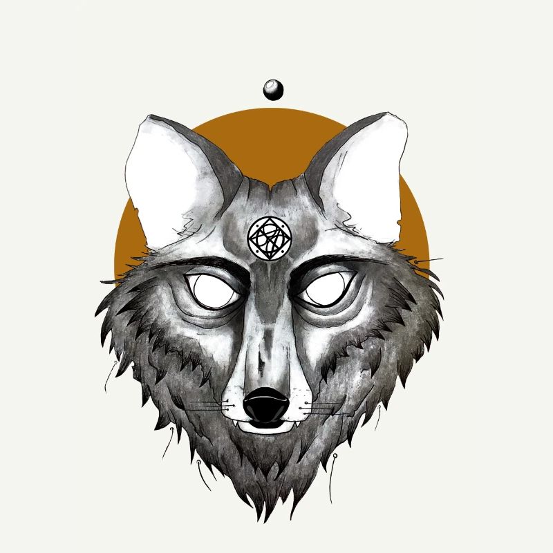 Mystischer Wolf mit Pentagramm Blick