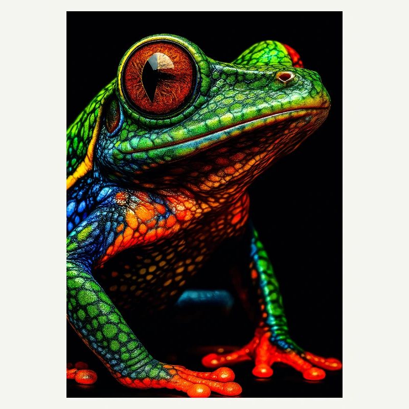 Vivid Rainbow Tree Frog Illustration