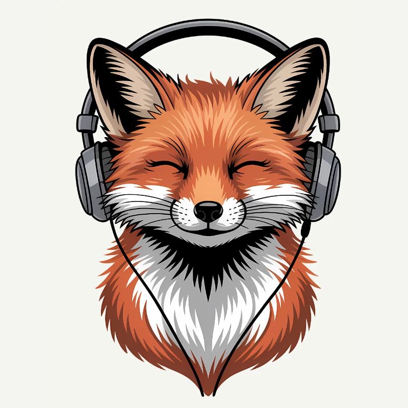 Fuchs mit Kopfhörern