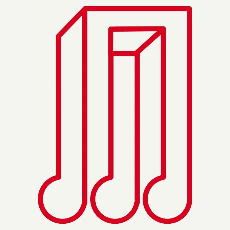Red Geometric Music Note Optical Illusion 3D
