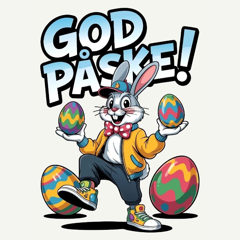 Easter bunny with colorful eggs