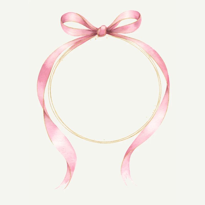 Bow Circle Pink Gold Customizable