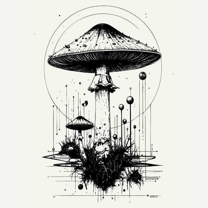 Champignon crapaud, en formes géométriques