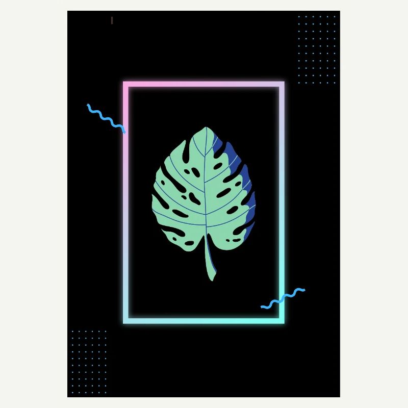 Monstera Neon Frame