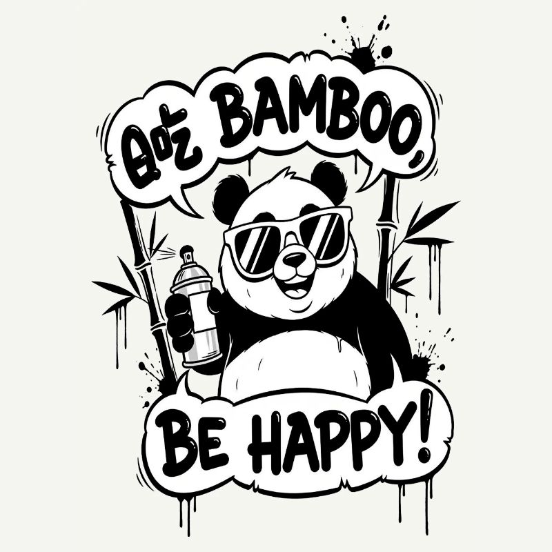 Panda Graffiti Sei glücklich