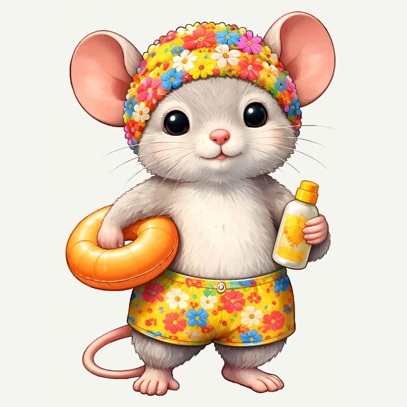 Cute mouse on summer vacation