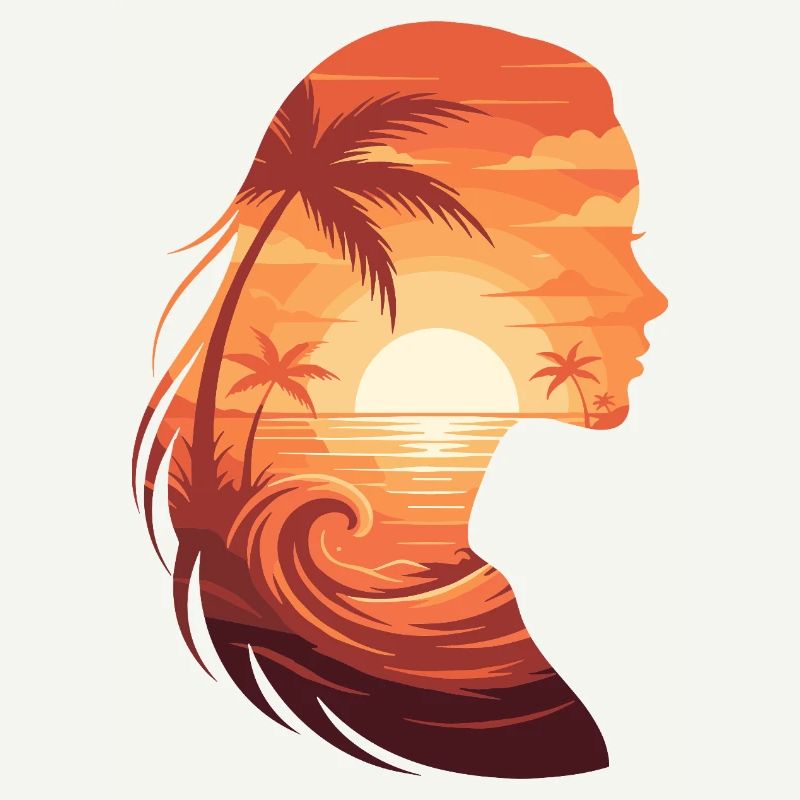 Profil de silhouette de coucher de soleil