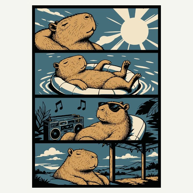 Chill Capybara Pool Vibes